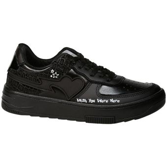 Tenis piel best sale negro mujer