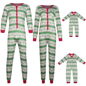 Pijamas Christmas Padre-niño juego Servicio de casa Impresión a rayas de una sola pieza 