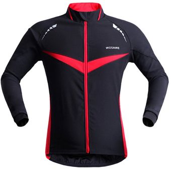 WOSAWE BC266 Hombres Mujeres Ciclismo chaqueta caliente de la capa de manga larga de ciclo del viento negro y rojo 