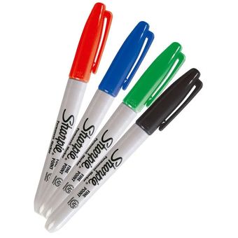 Marcador Permanente Sharpie Fino X4 Colores (incluye 1 Negro