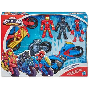 Marvel Superhero 6 Pzas, Pantera Negra + Spiderman + Ironman