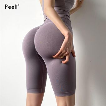 Scrunch culata de Yoga Mujer Pantalones cortos de ropa de Fitness Push Up pantalones corto #purple 