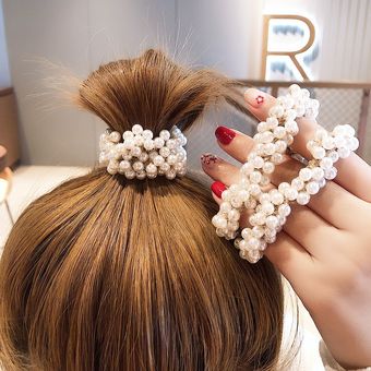 Coletero de goma con perlas para niña y mujer accesorios para el cabello 1 unidad 
