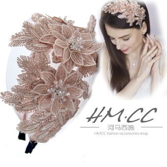 accesorios para el cabello Corona de flores de encaje de Corea lazo para el pelo de princesa 4 cinta para el pelo diadema bordada encantadora para niña 