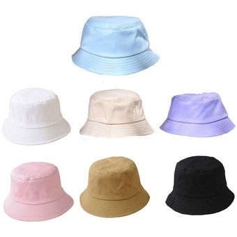 Uni  Bucket Hats Women Summer SunScreen Sombrero Hombres Color Puro Sunbonnet 