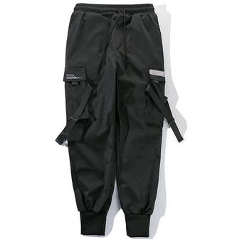 Pantalones bombachos con cintas para hombre  ropa de calle estilo Hi.. 