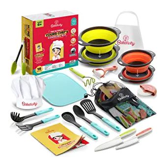  15 piezas de accesorios de cocina para niños, juegos de cocina  real para hornear para hacer alimentos reales, estufa de horno fácil de  hornear para niños, chef, delantal, guante de horno