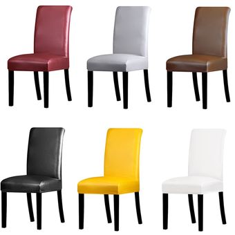 Fundas de tela PU para sillas,fundas impermeables para asientos de comedor,Hotel,banquete,Protector de silla #Grey 