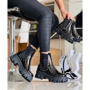 Lindas Botas Con Cadena Rockeras Negras De Mujer Urbanas Cómodas De Moda