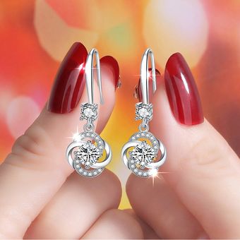 Silver 925 Jewelry Pendientes Sapphire Siver Korea Joyería 