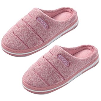 Zapatos antideslizantes de la raya de las mujeres zapatillas de espuma de memoria zapatillas de casa ligeras zapatillas de hogar y rosa claro 40-41 
