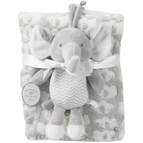 Cobertor para bebé con estampado y sonajero de elefante