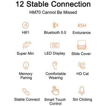 Auriculares Bluetooth Inalámbricos Deportes Inear 5 Cubierta Deslizant 