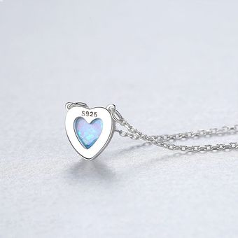 Collar Collar en forma de corazón Temperamento S925 Cadena de clavícula de plata esterlina y Blanco corazón plateado 