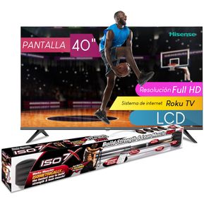 Combo Pantalla Hisense 40 H4030F1 Smart TV Roku LED + Barra de Fuerza