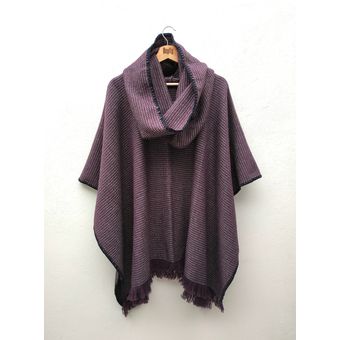 Ruana Cuello Unisex lana alpaca Zoque Paramo Quytty Morado 