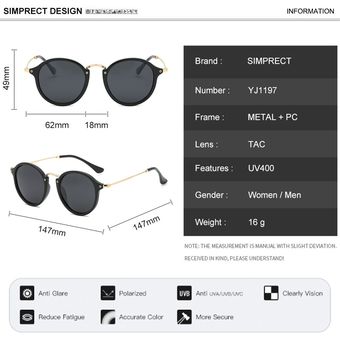 Simprect polarizador gafas de sol diseñadorasmujer 