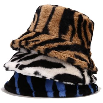 #Blue Sombrero de pescador para mujer,gorro cálido de felpa,a rayas blancas y negras,suave,para lavabo,Otoño e Invierno 