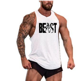 Bestia gimnasio de algodón sin mangas tapa del tanque Fitness camiseta para hombres camiseta cultur 