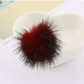 accesorios para el cabello suaves 2 unidades Bola de visón de Color sólido Diadema elástica con pompón de piel auténtica para niña 