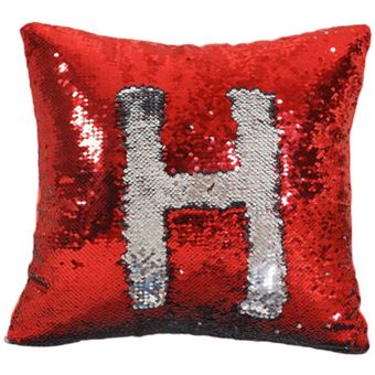 40 cm de la funda de almohada decorativa de lentejuelas almohada cojín del sofá de la cubierta para el hogar del coche rojo y plata-H 40 