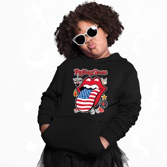 Sudadera negra estampado rock minimalista niña