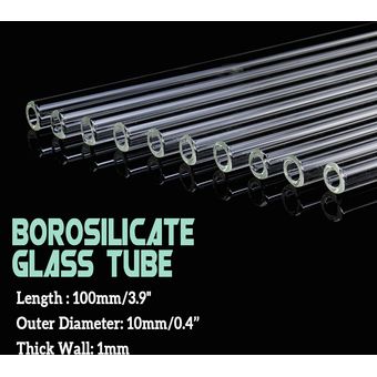 10 unids 100mm OD 10 mm 1 mm de espesor de borosilicato de borosilicato vidrio que sopla tubo de tubo-Orange 
