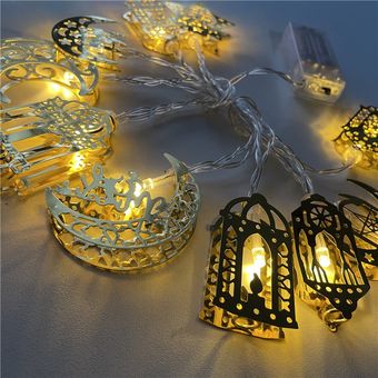 10LED Luna estrella Castillo Cadena de luz Led Eid Mubarak Decoración de Ramadá 
