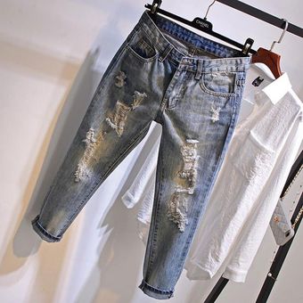 Vaqueros 100% de algodón para novio D73 XYX Vaqueros harén de talla grande para mujer #Blue Pantalones vaqueros holgados de Estilo Vintage para mujer 