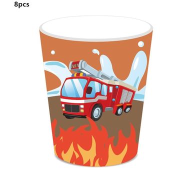 Camión de bomberos de dibujos animados mantel de plástico desechable de 130x220 