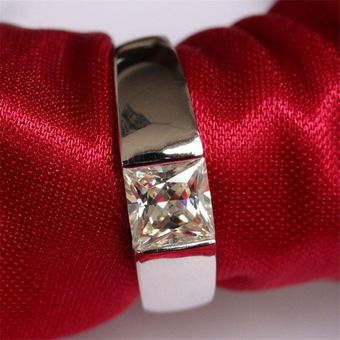 Vecalon Solitaire Men's Compromise Ring 925 Princess Silver 