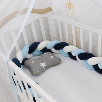 decoración de habitación cojín con nudo trenzado Parachoques de 200cm para cama de bebé Protector de cuna para niños parachoques anticolisión 