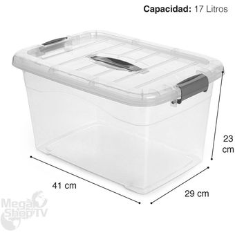 Caja de Almacenaje con Tapa Home Gris Plástico (29 x 23,5 x 39 cm)