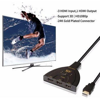 4K 3D Mini 3 Puertos HDMI-Compatible Switch 1.4b 4K Switcher-Negro 