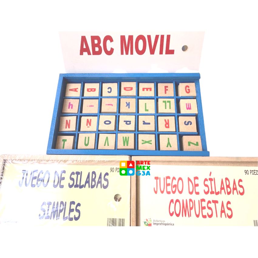 Kit de Abc móvil Azul Silabario simple y compuesto