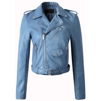 abrigo corto de moto Ailegogo-Chaqueta de piel sintética para mujer 
