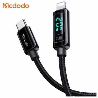 Cable USB Tipo-C a Lightning, con pantalla LED, longitud cable: 1 m