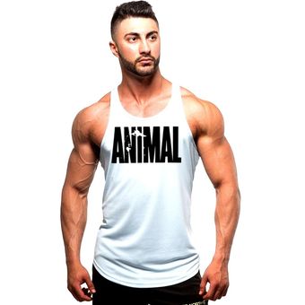 Marca Bodybuilding Stringer Tank Tops hombres ropa deportiva chaleco Deporte Fitness hombres ropa sin mangas camisetas musculosas(#animal white) | Linio México -