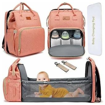 SALIFA Bolsa de pañales con cambiador, mochila 3 en 1 para pañales para  bebé con cambiador plegable, Rosado, Simplicidad