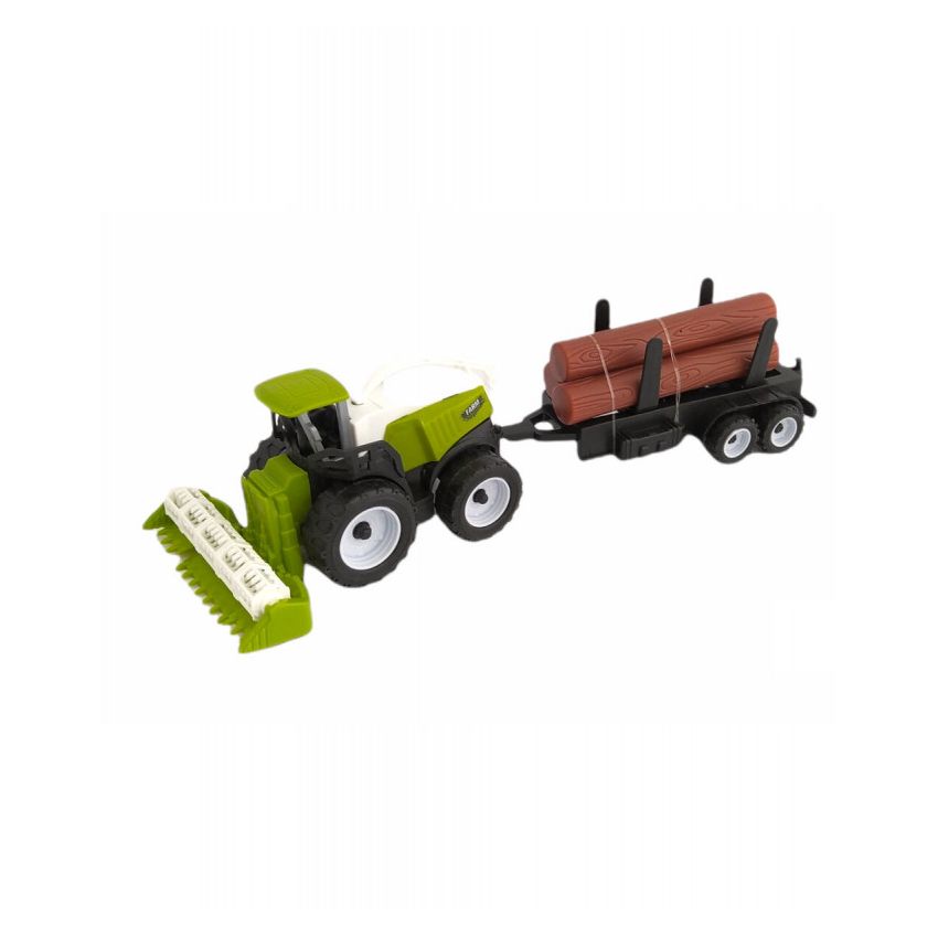 Tractor de Granja con Remolque Juguete de Friccion Verde