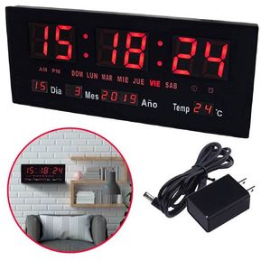 Reloj Digital Led Pared Alarma Calendario Temperatura