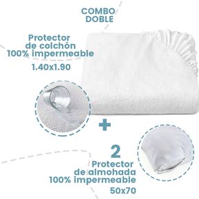 COMBO Protector Colchón y almohada Doble impermeable