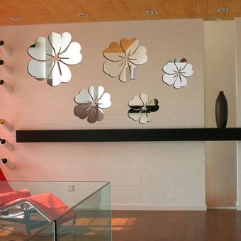 Hibiscus extraíble Mordern Espejo pared pegatinas decoración de la habitación de los niños etiqueta 