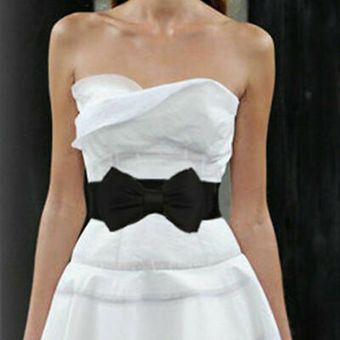 Unisex Cinturón de ancho elástico con bowknot alta cintura para vestido de fiesta Blanco 