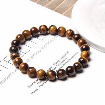 Pulsera De Cuentas De Ojo De Tigre Natural De Color De 8 Mm 