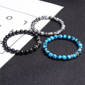 Pulsera De Cuentas De Turquesa De Piedra Natural Clásica De 