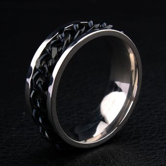 Entrega Gratuita Anillos De Cadena De Acero Inoxidable Negro 