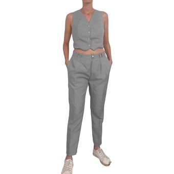 Comprar Conjunto de pantalones y chaleco estilo OL para mujer