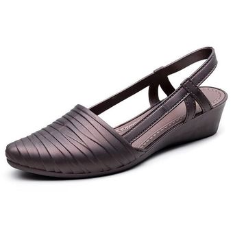 #khaki nueva mujer de PVC Casual zapatillas de punta cuña mujeres Slip en moda sandalias de playa Falda Mujer dos desgaste zapatos DJL 