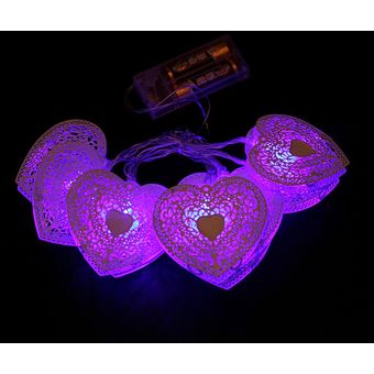 1.2m 10leds Forma de corazón hueco Fairy String Luces decorativas Funciona la batería 